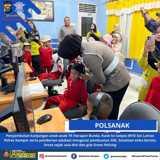 Kunjungan Ceria Anak TK di Satpas Polres Kampar, Kasat Lantas: Edukasi Lalu Lintas & Green Policing