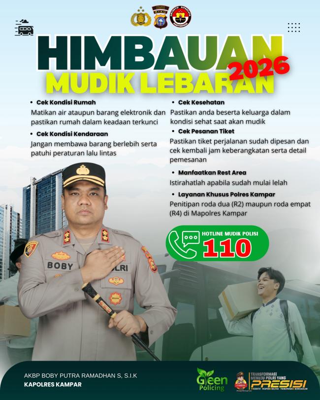Hati Tenang Saat Mudik, Polres Kampar Siap Jaga Kendaraan dan Rumahmu