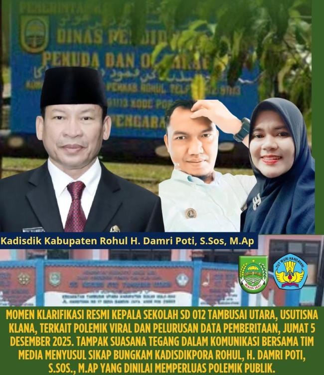 Klasifikasi Resmi Kepsek SD 012 Tambusai Utara: Buntut Diamnya Kadisdik Rohul H.Damri Poti