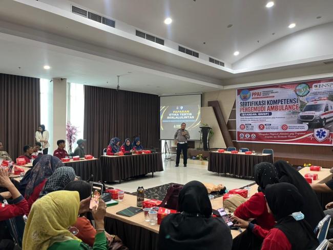 Satlantas Polres Kampar Gelar Sosialisasi Etika Lalu Lintas Kepada Driver Ambulans di Aulia Hospital