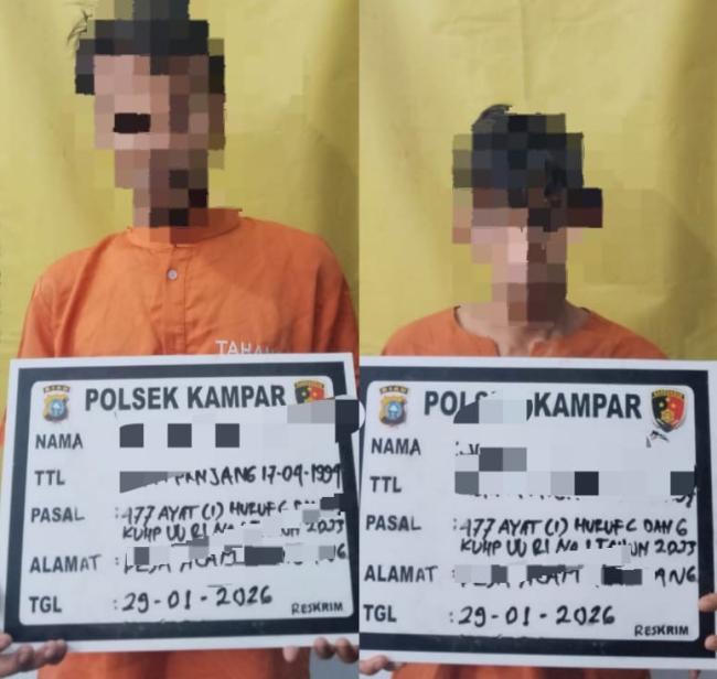 Polsek Kampar Amankan Pelaku Pencurian Sawit di Desa Alam Panjang